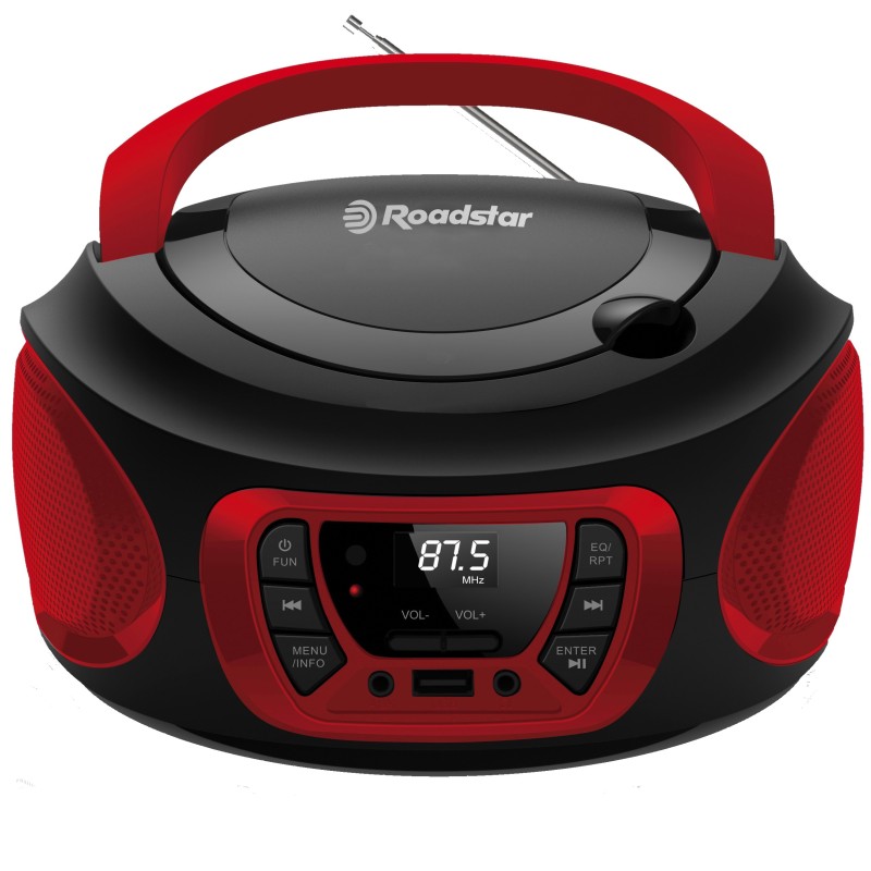 Radio portatile stereo FM CD MP3 USB ROSSO Roadstar CDR-365U/RD